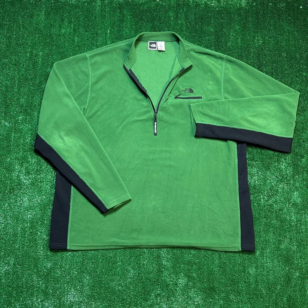 Vintage Y2K The North Face Quarter Zip Fleece Pullover Mens XXL Green USA
